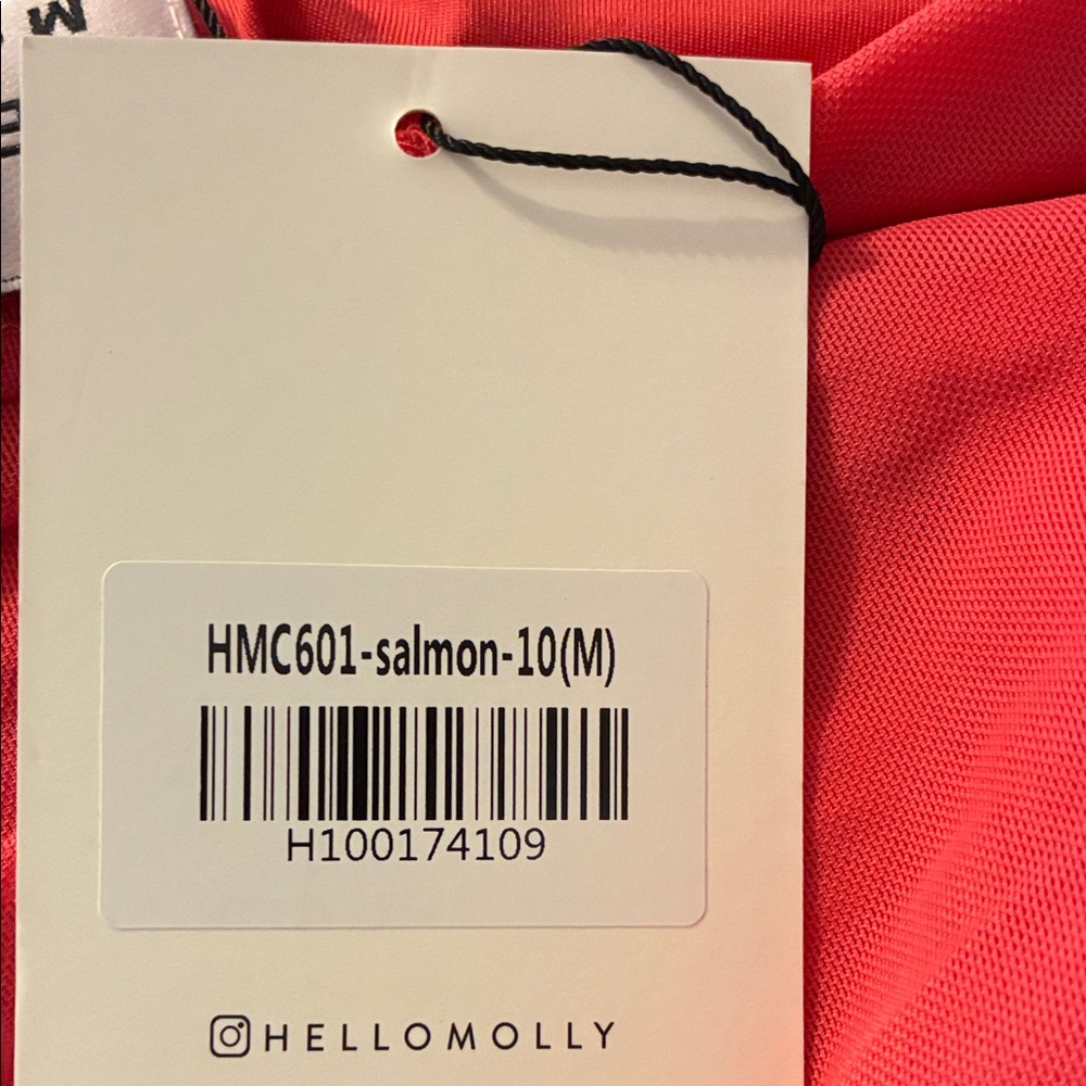 Hello Molly One-Shoulder Salmon Coral Women's Top - Picture 6 of 6